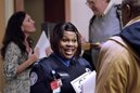 In this March 1, 2011 photo, TSA lead officer Terri Spann recruits workers at a job fair in SeaTac, Wash. The number of people requesting unemployment benefits last week plunged to a nearly three-year low, bolstering hopes that companies will hire more this year.(AP Photo/Elaine Thompson)